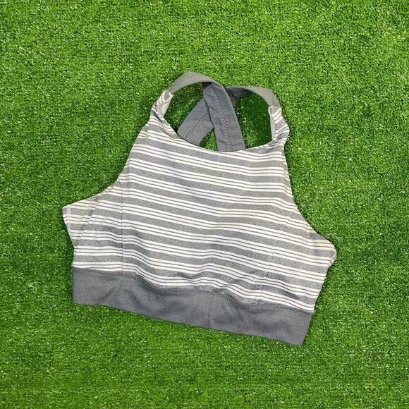 Athleta Womens M Active Padded‎ Sports Bra Stripped Sporty Running Activewear - Picture 1 of 5